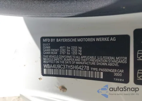 2017 BMW 430I xDrive z USA, uszkodzony, nr VIN WBA4U9C37H5H64278